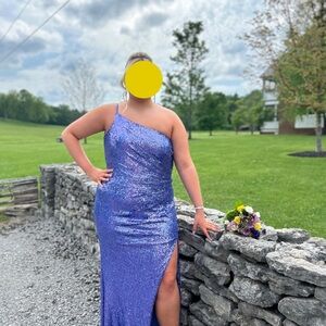 Stunning One-Shoulder purple Sequin Gown! wore one time.